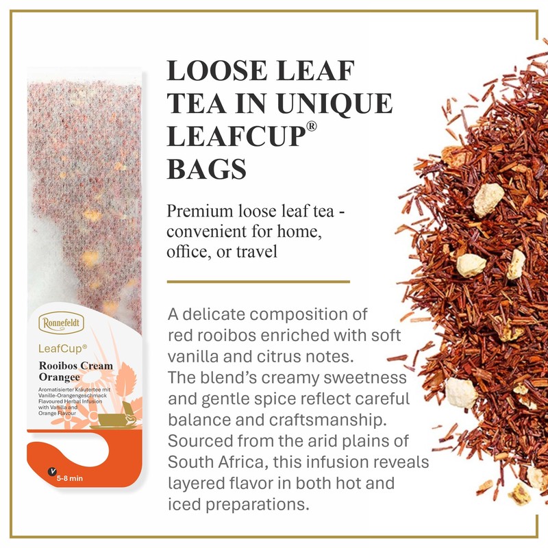 Ronnefeldt LeafCup Rooibos Cream Orange Chai – Naturally Caffeine-Free Red