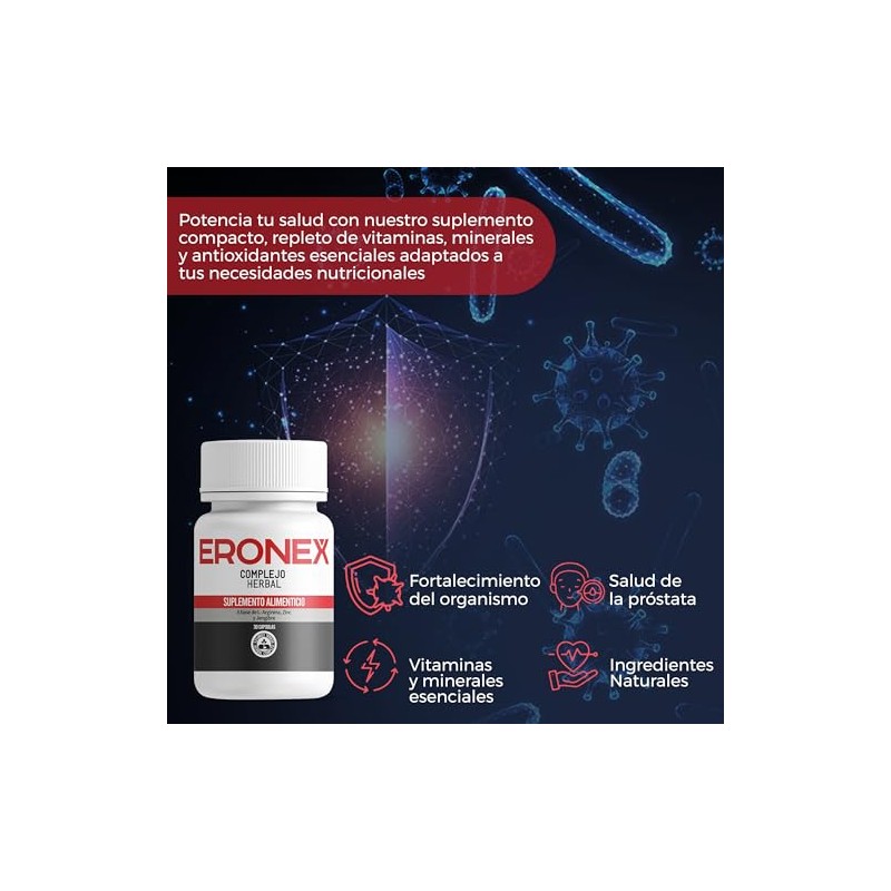 ERONEX (2 Frascos) - L-Arginina, Zinc, Jengibre | Suplemento Alimenticio
