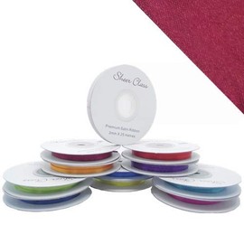 25M Single roll of Double Faced Satin Ribbon 3mm, 6mm, 10mm, 16mm Widths (Burgundy, 3mm)