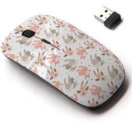 CJCBROES 2.4G Wireless Mouse with Cute Pattern Design for All Laptops and Desktops with Nano Receiver - Cute Bunny
