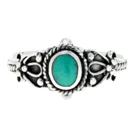 WINDALF Bohemian Lucky Ring Roxia 9mm Vintage Protection Turquoise Friendship Protection Ring 925 Sterling Silver, Fabric, Turquoise