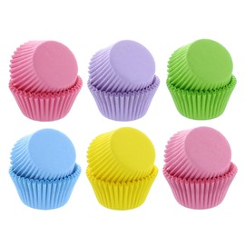 Baked With Love Pastel Rainbow Cupcake Cases - 300-50mm Baking Cups, Pink, Purple, Green, Blue, Yellow, Greaseproof Paper Cases for Muffins and Cupcakes, Bulk Pack of 300