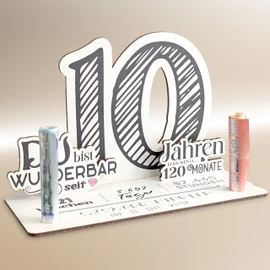 10 Geburtstag - 10 Jahre 3D-Holzkarte | Geldgeschenke, 10 Geburtstag Mädchen, 10 Geburtstag Jungen, 10 Geburtstag, 10. Geburtstag Mädchen, 10 Geburtstag Deko, 10. Geburtstag Jungen