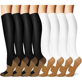 Iseasoo - Calcetines de compresión de cobre para hombres y mujeres, lo mejor para correr, senderismo, ciclismo, 15-20 mmHg