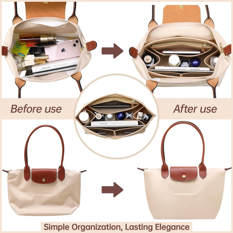 OPPOSHE Purse Organizer Insert for Longchamp Le Pliage, Premium Felt