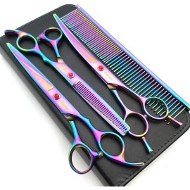 VIGOR Professional Dog Grooming Scissors Set, 7 Inch Pet Grooming Scissors - 1 Set(Black)