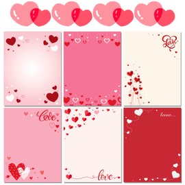 FANOST Valentine‘s Letter Paper Set - 60 Sheets A4 A4 (8.5“x11”) Red Heart Love Pattern Stationery Paper for Romantic Handwritten Notes, Premium Writing Paper Gift for Her/Him Boyfriend/Girlfriend