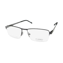 Lightec 30296s Eyeglass Frame/Glasses Stainless Steel Half-Rimless Designer Rare [56-17-145, black]
