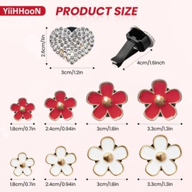 12 Pcs Car Air Vent Clips, Daisy and Crystal Car Air Fresheners Vent Clips, Bling Heart Flower Car Vent Clip Car Interior Decoration Car Vent Accessories Car Fresheners for Women Men