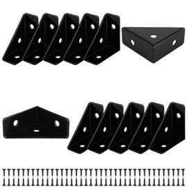 40 Pack Corner Brace Brackets, 66mm x 94mm x 19mm Corner Braces for Wood, Universal Furniture Corner Connector, Steel Corner Bracket, Black Angle Bracket, Corner Desk Connector for Bed, Table, Cabinet
