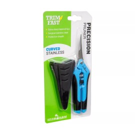 Hydrofarm Precision Pruners, Curved / Straight, Stainless/Tita - Blue Curved Stainless Lightweight