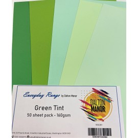 Dalton Manor 160GM Card Pack Green Tint 10 Sheets of 5 Colours 50 Sheets in Total