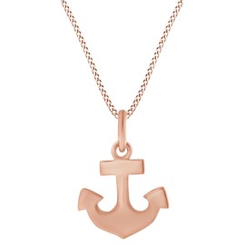 Anchor Pendant Necklace in 14K Rose Gold Over Sterling Silver