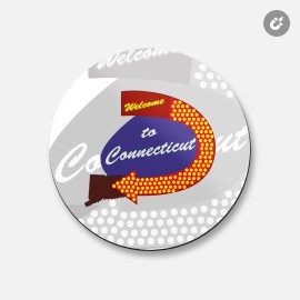 Unbranded Connecticut USA State Welcome Road Sign | 4'' X 4'' Round Decorative Magnet
