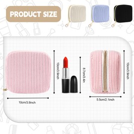 Pack of 2 10 x 10 x 5 cm Mini Bag Small Cosmetic Bag for Handbag Women's Makeup Bag for Travel Accessories Purse Toiletry Bag with Zip Gift Best Friend, Black & Beige, Mini cosmetic bag for handbag