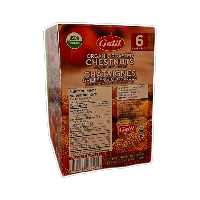Galil Organic Roasted Chestnuts - Gluten Free, Shelled and Ready