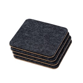 Oakywood felt coasters, 4 pieces, square 9,5 x 9,5 x 0,3 cm, made of merino wool felt and cork, for glasses with hot and cold drinks