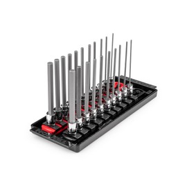 TEKTON 1/4 Inch Drive Long Hex Bit Socket Set with Rails and Tray, 21-Piece (5/64-5/16 in., 2-8 mm) | SHB90206