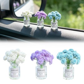 GUOYOU 3 Pcs Baby's Breath Car Decorations, Realistic Cute Car Accessories, Mini Dashboard Accessories for Garden Landscape Home Automotive Dash Decoration Desktop Ornament (White Blue Purple)