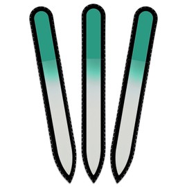 Coloured Glass Nail File with Velvet Bag, Real Toughened Glass from the Czech Republic – Lifetime Guarantee | Hand Made in the czech republic Green