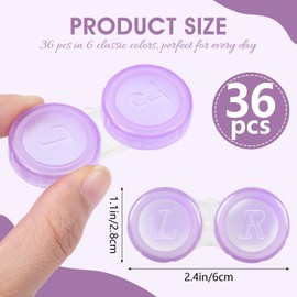 Phyyixs 36 Pack Contact Lens Cases Bulk, Transparent Cute Contact Lens Case for Home & Travel, 6 Color