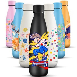 HoneyHolly Stainless Steel Drinking Bottle, 500 ml, BPA-Free, Thermos Flask, Double-Walled, Water Bottle, Leak-Proof, 18/8 Stainless Steel, Thermos Flask for Sports, Camping, School