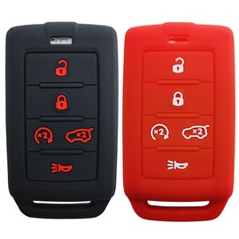 2X Coolbestda Silicone Key Fob Shell Glove Cover Holder Protector for 2021 2022 2023 2024 Jeep Grand Cherokee L Grand Wagoneer L Wagoneer Grand Cherokee L M3NWXFOB1
