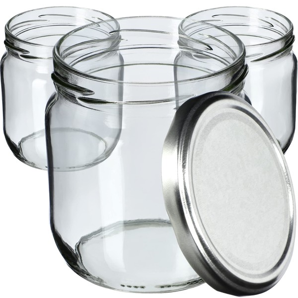 KADAX Jam Jars 425 ml, Preserving Jars with Screw Lids,