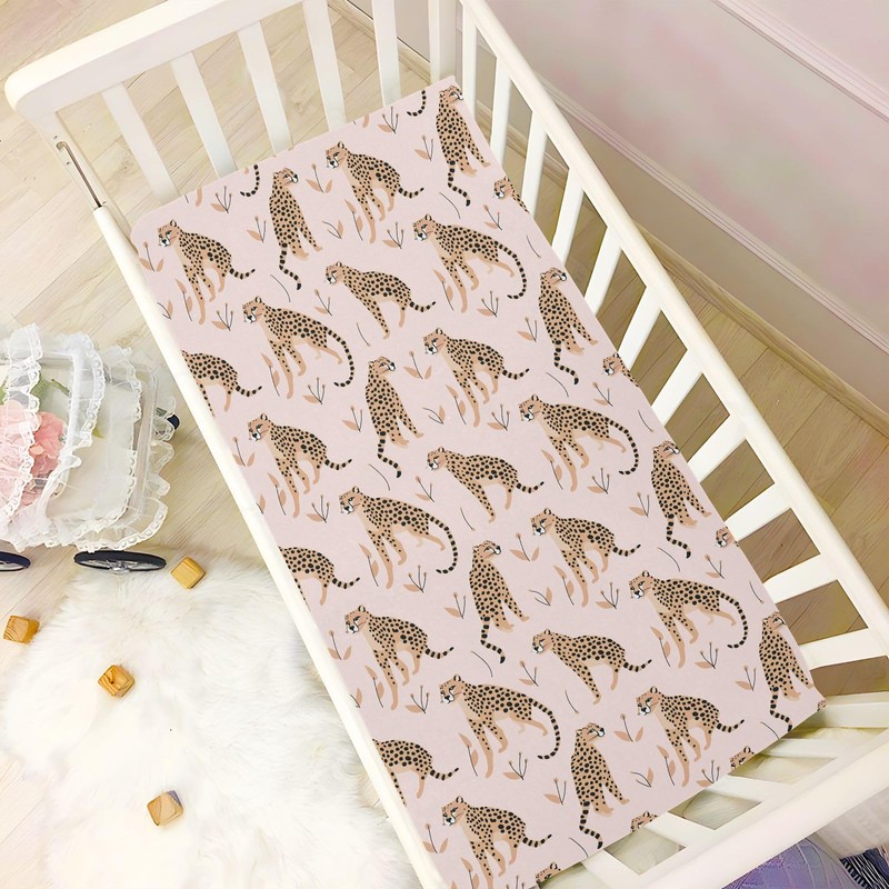 Cheetah Leopard Crib Sheets Stretchy Portable Sheets for Baby Toddler