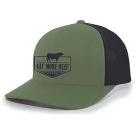 Trenz Shirt Company Support Your Local Farmers Eat More Beef Cattle Farm to Table Mens Embroidered Mesh Back Trucker Hat, Loden/Black