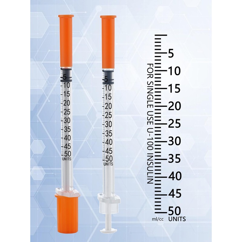 100 Pack 0.5ml Disposable Syringe, 32G 0.5cc 1/4 Inch (6mm)