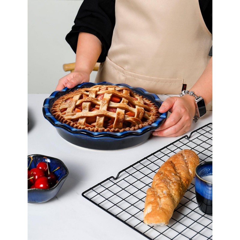 AISBUGUR Ceramic Pie Pan,Deep Dish Pi9-Inch Non-Stick Pie Dish &