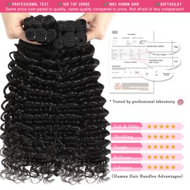 Troskamar Deep Wave Bundles Human Hair 12A Brazilian Human Hair 3 Bundles Deep Wave 12A Wet and Wavy Bundles 24 24 24 Inch Soft and Full