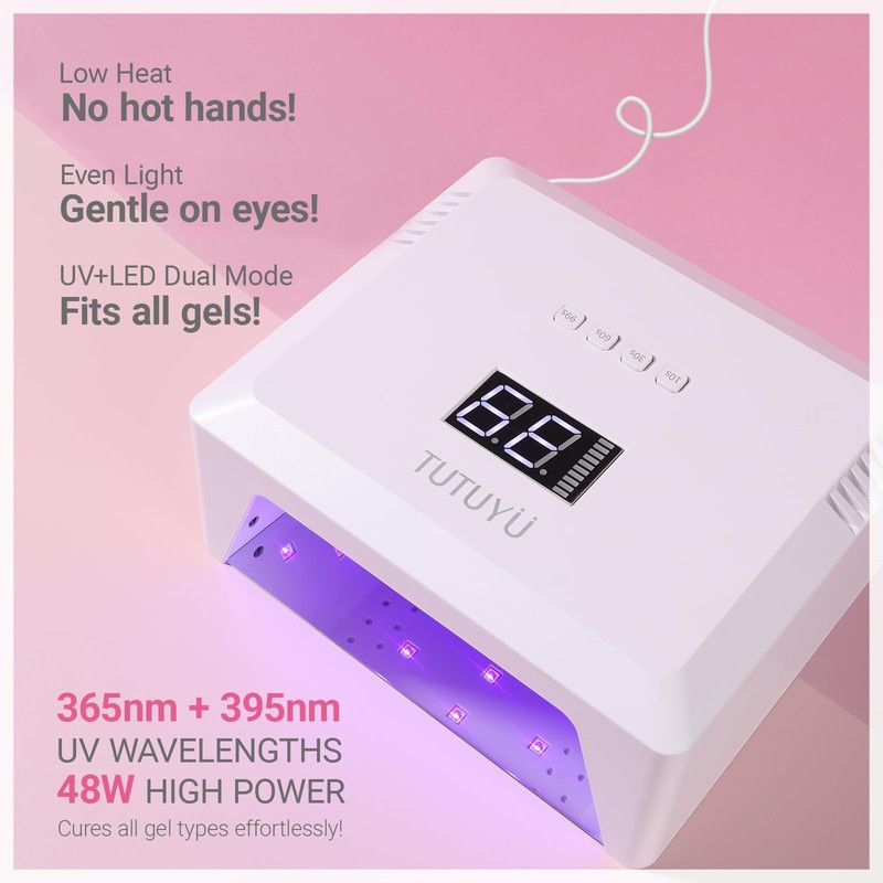 TUTUYU 30-LED Nail Lamp for Gel Polish Curing, 4 Timer