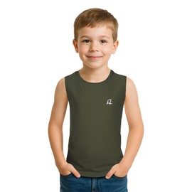 A2Z 4 Kids Boys Plain Sports Vest Athletic Soft Feel Lightweight Breathable - Vest 009 Olive 9-10