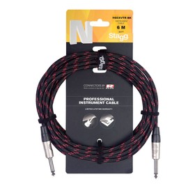 Stagg 25019370 Vintage Tweed Instrument Cable (6 m, 2 x Jack 6.3 mm Black