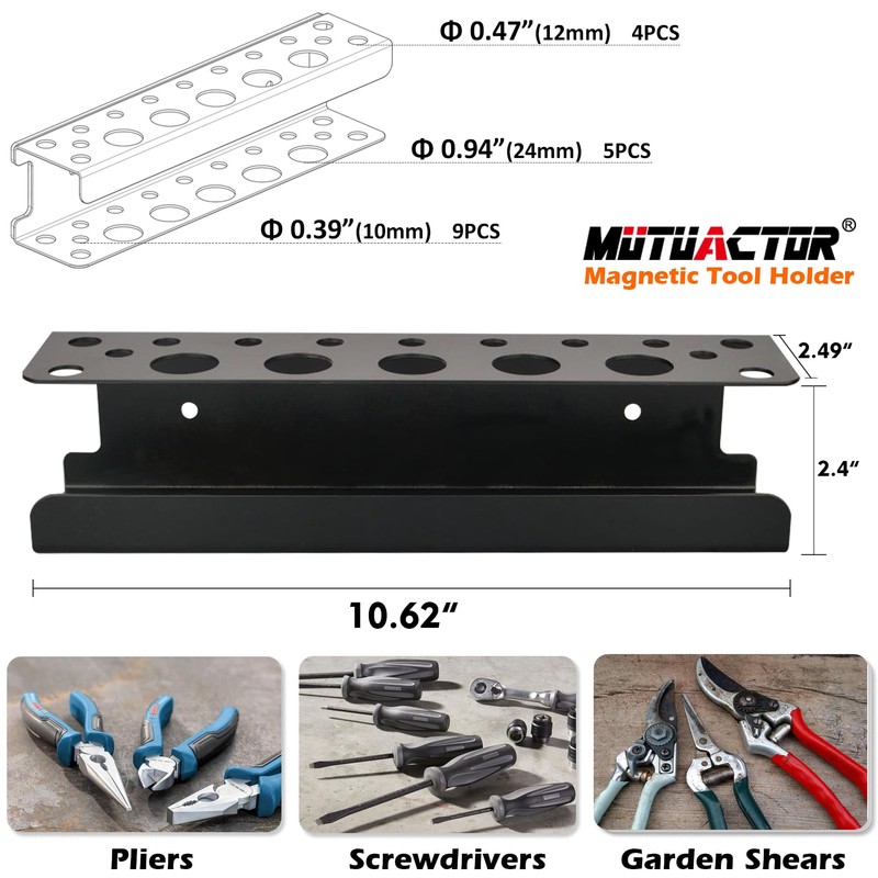 MUTUACTOR Screwdriver Organizer Rack Heavy Duty,Magnetic Mount Screwdriver Holder Plier