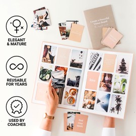 Vision Board Kit for Women - Complete Deluxe Dream & Mood Board Supplies for Adults | Law of Attraction Manifestation | 100 Creative Pictures, 100 Inspiration Quotes, Folded Board, Goal-Setting Guide