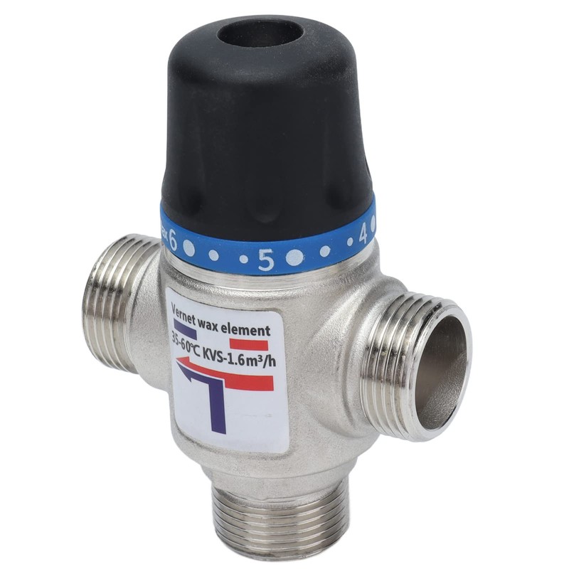 Thermostatic Mixing Valve, Threaded Tee Brass Mixing Valve 35-60℃ 95-140℉)