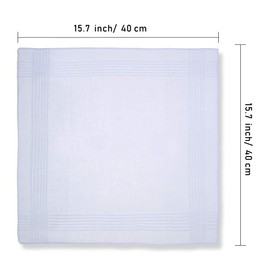 6 Pieces Mens White Cotton Handkerchiefs Soft Pure Cotton Handkerchiefs Hankies Large Pocket Squares Hankies (40cmx40cm)