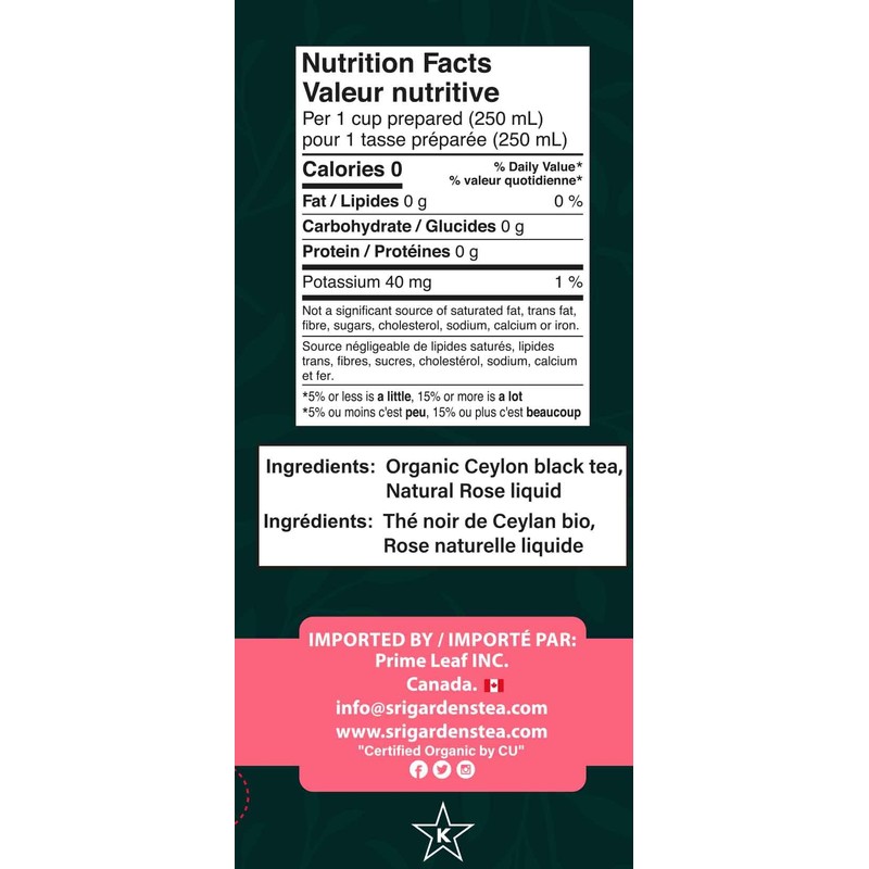 Sri Gardens Tea Desert Rose Tea Bags, 20 count