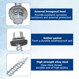 Metal Roofing Screws 320Pcs 10 x 1inch, Hex Head Sheet Metal Roof Screw with EPDM Washer Replacement for Corrugated Roofing