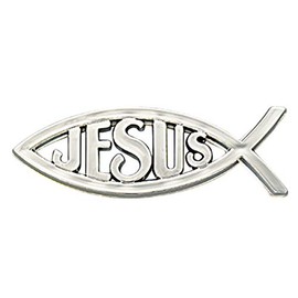 Gifts Of Faith Auto Emblem - Silver Fish with Cross