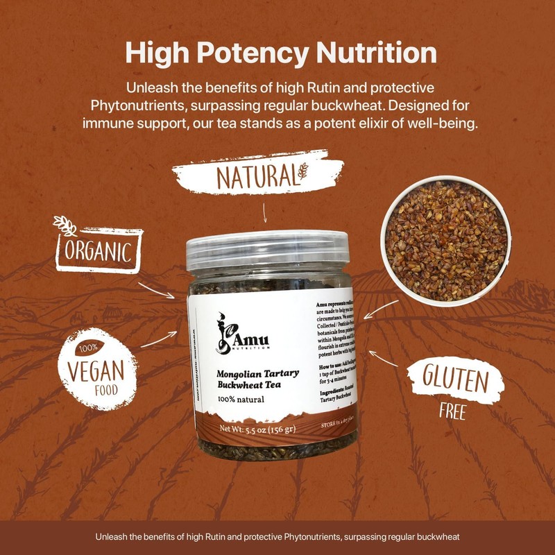 Amu Nutrition Himalayan Tartary Buckwheat Organic Tea Bulk & Teabags