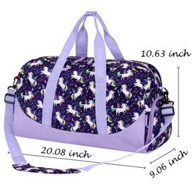 Choco Mocha Kids Duffle Bag Girls - Space Unicorn Weekender Overnight Bags for Girl Ages 9-12, Purple
