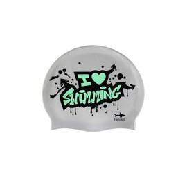 escualo Gorra para Natacion Unisex Adultos o Niños Modelo Grafiti (Silicon) Impermeable, Unitalla, Color Gris