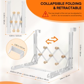 FYY Over The Door Drying Rack for Clothing - Collapsible Folding Over-Door Towel Hanger Multifunctional Expandable Clothes Drying Rod with 7 Hooks for Hanging Use in Bedroom Dorm Bathroom Laundry