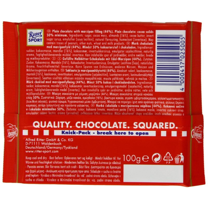 Ritter Sport, Ritter Sport Marzipan, 100G