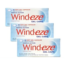 Wind-Eze Gel Capsules 20 (Pack of 3) – Simeticone 125mg – Fast Relief from Trapped Wind, Bloating & Gas – Easy to Swallow – Anti-Foaming Action – Digestive Support for Adults & Teens | Shine