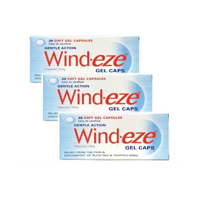 Wind-Eze Gel Capsules 20 (Pack of 3) – Simeticone 125mg